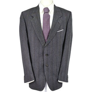 Quiet Luxury Montebello Italian Wool Blazer Men 42R Gray Blue Pinstripe